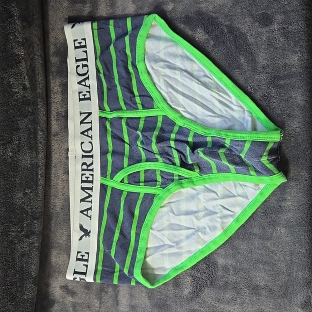 Vintage RARE American Eagle Briefs w/Fly - Green/Navy Stripes